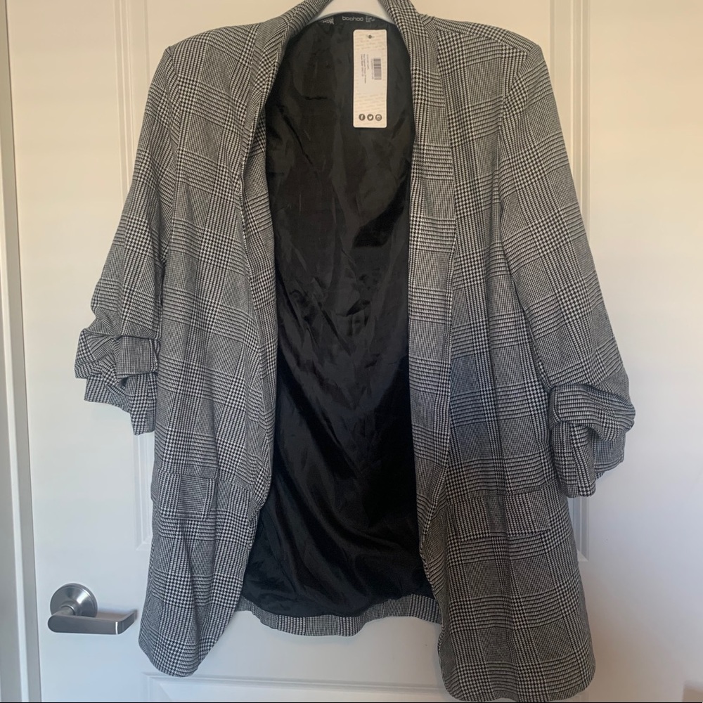 Boohoo Plus Houndstooth Blazer